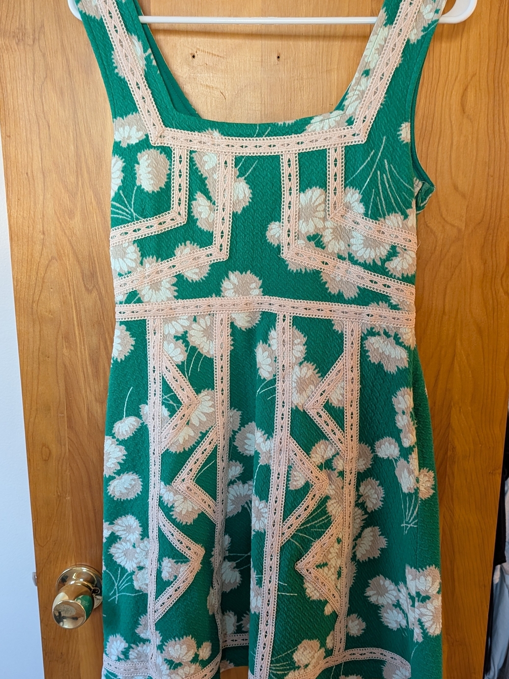 Anthropologie Maeve Green Floral Lace Mini Dress - Size 6